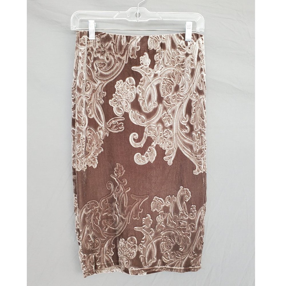 Sans Souci Tan Velvet Bodycon Skirt